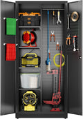 SUXXAN Broom Closet Storage Cabinet 71.4"x 31.5"x15.7", Metal Cleaning Cabinets by SUXXANFurniture