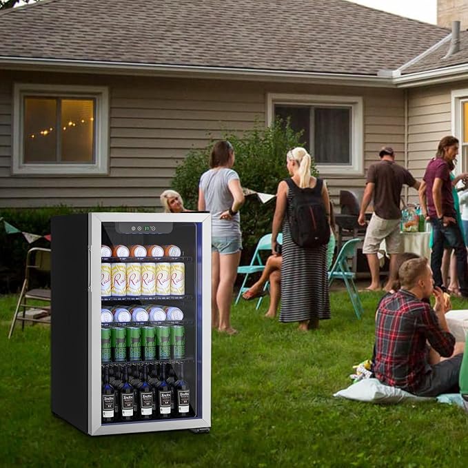 3.2 Cu.ft Beverage Refrigerator Cooler, 126 Can Mini Fridge - Image 6