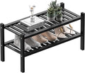 2 Tier Bamboo Shoe Rack for Closet Free Standing Wood Shoe Shelf for Entryway by ROMGUAR+CRAFT
