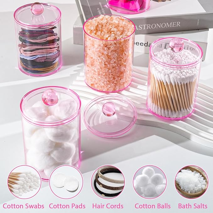 2 Pack Qtip Holder, Canister Apothecary Jar Set, Bathroom Jars - Image 4