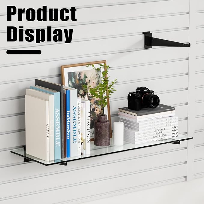 12" Black Slat Wall Shelf Brackets, Floating Metal Slat Wall Accessories - Image 5
