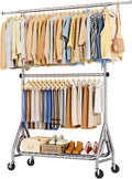 Double Rods Clothing Rack, Heavy Duty Clothes Rack by JIEJIERUI
