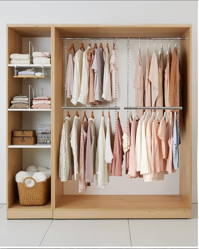 Hanging Closet Rod, Adjustable Width and Height Closet Rods Extender, 17-28inch - Image 8