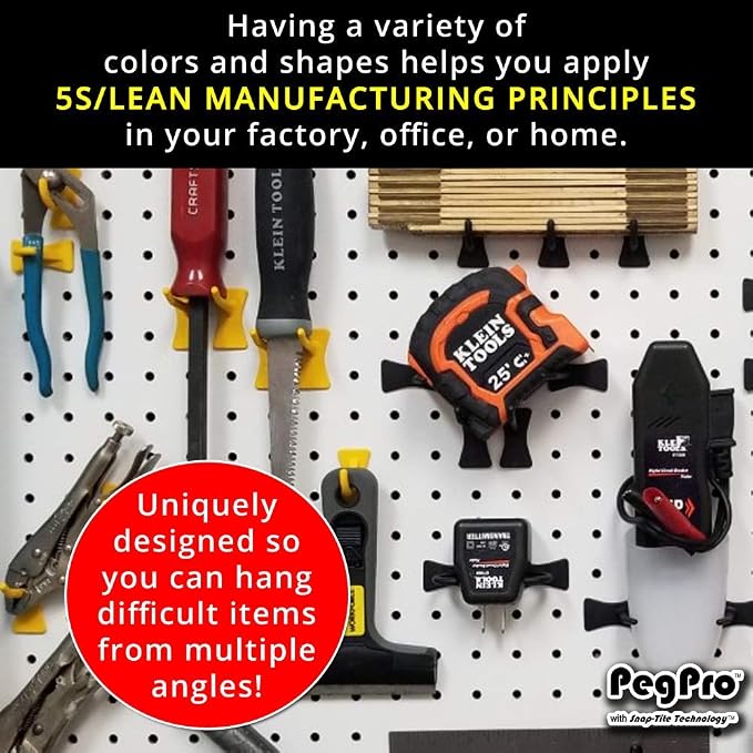 PegPro® J & 2" Hooks Kit for Standard “Wood Fiber” pegboard – Durable Plastic - Image 5