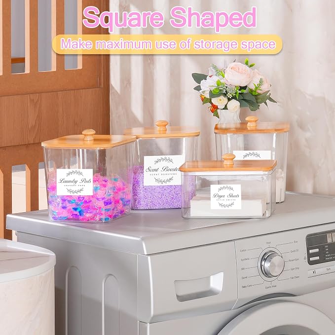 efluky 4+1 pack Laundry Pods Container & Dryer Sheet Holder Set, Laundry Pods - Image 4
