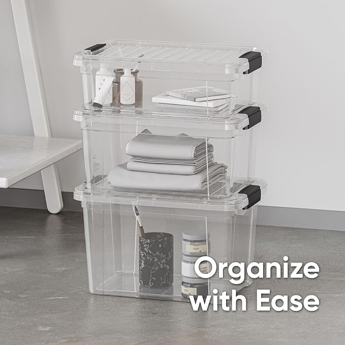 Superio Storage Bins with Lids- 6 Pack, 7.4 Qt Clear Boxes - Image 6