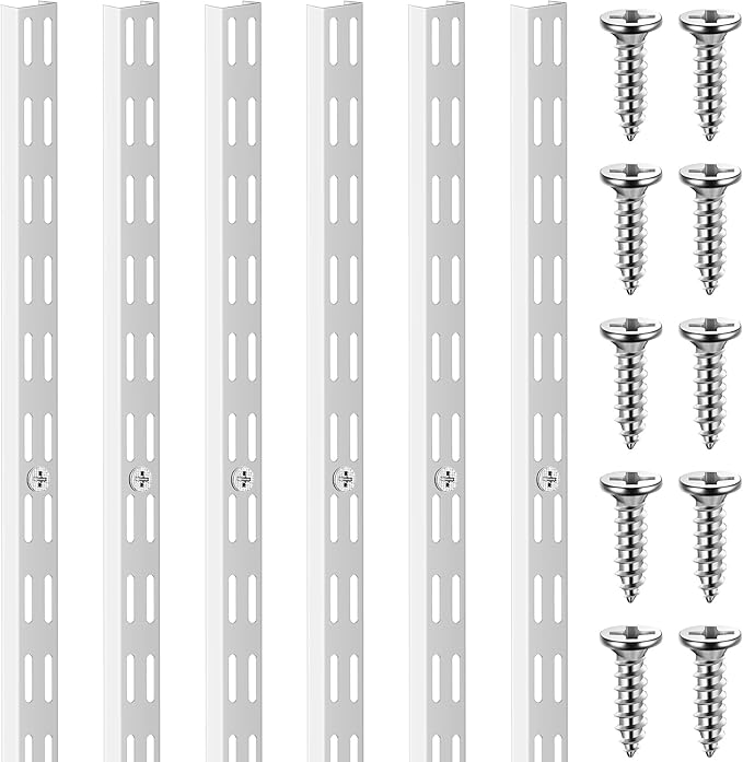 6 Pcs Dual Track Upright Wall Shelving System Heavy Duty Support System Twin by Unknown