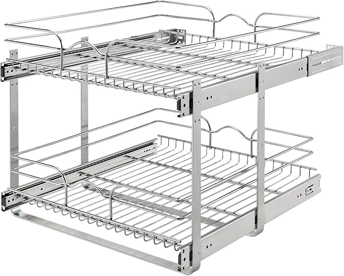 Rev-A-Shelf 2-Tier Kitchen Cabinet Pullout Shelf and Drawer Organizer Slide Out by Rev-A-Shelf