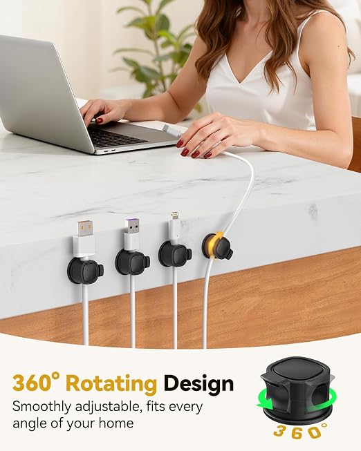 Rotatable Cord Organizer 6Pack, Spring Cable Clips - Image 2