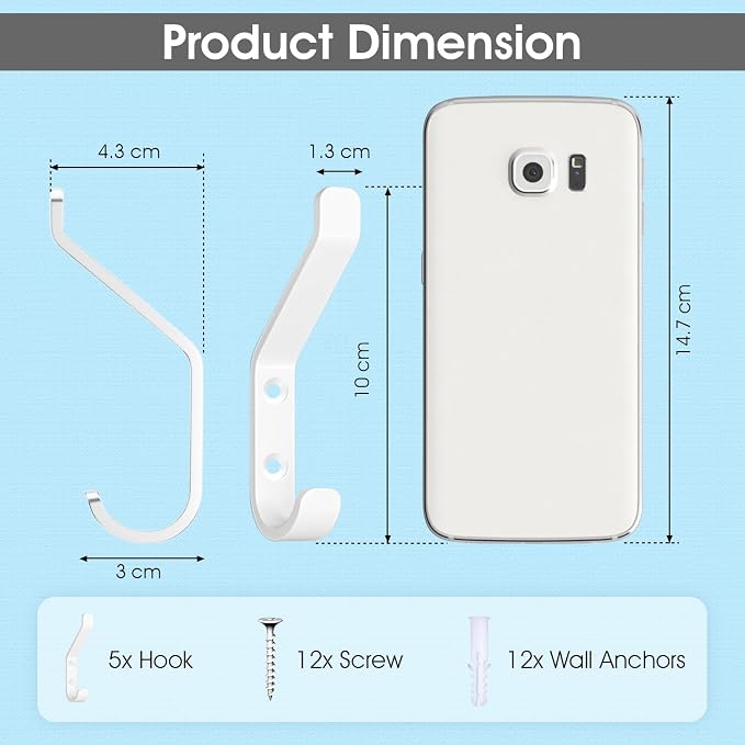 GlazieVault Coat Hooks – Door Hooks -Heavy Duty Wall Mounted - Image 2