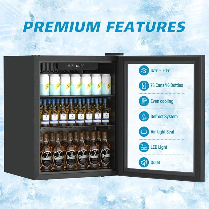 70 Can Freestanding Beverage Refrigerator, 1.6 Cu. Ft Drink Fridge - Image 5