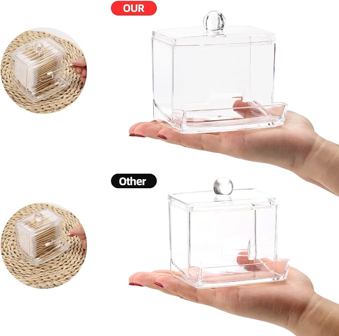 Tbestmax 10oz Qtip Holder Dispenser Big Clear Bathroom Organizer Accessories - Image 3