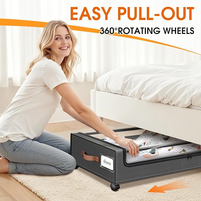 Under Bed Storage with Wheels 1Pack Storage Containers with Clear Window&Label - Image 4