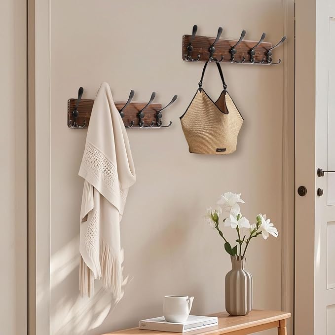 Coat Rack Wall Mount 16.8'' Rustic Hat Rack - Image 2