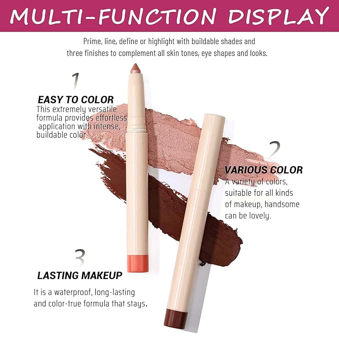 Eyeshadow Makeup, Waterproof Hypoallergenic Long Lasting Eye Liner, Highlighter - Image 3