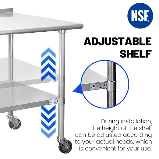 Hally Stainless Steel Table for Prep & Work 24 x 48 Inches - Image 6