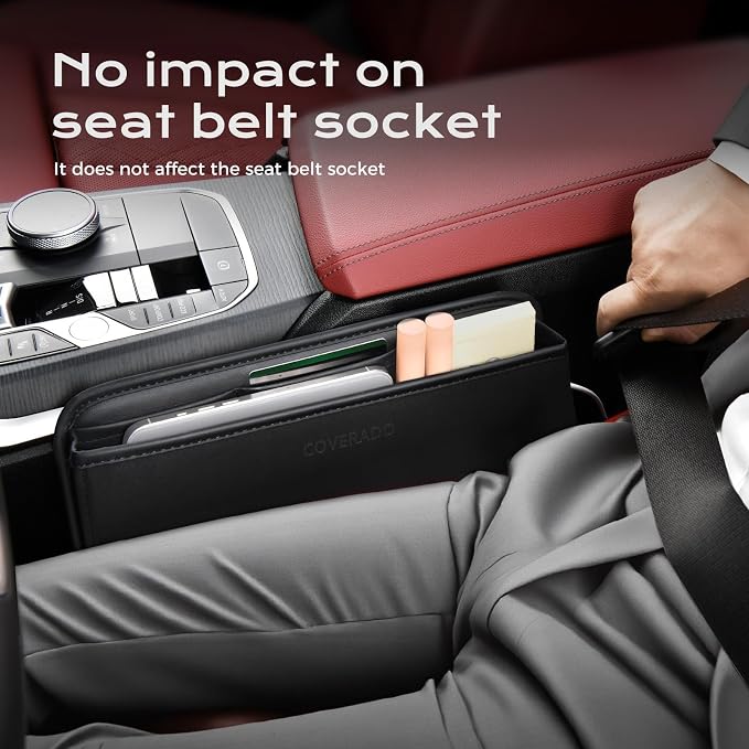 Coverado Universal Car Seat Gap Filler Organizer, Premium Suede Leather Car - Image 4