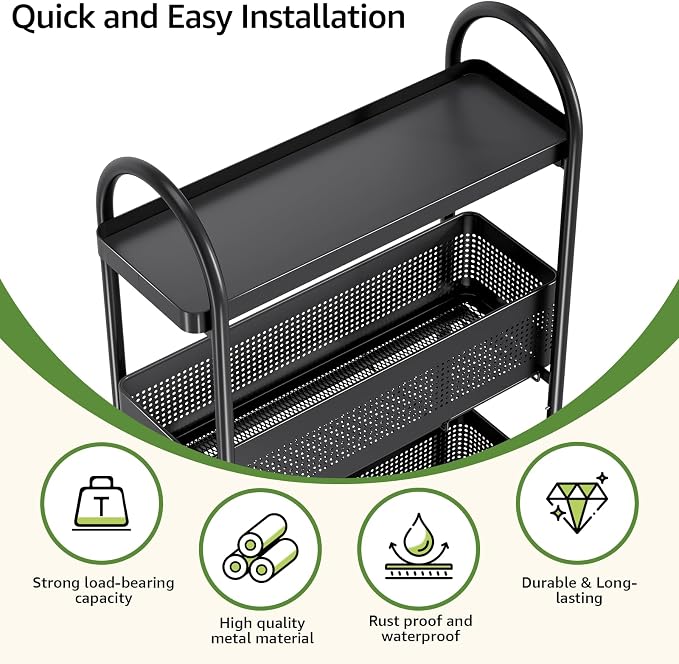 KINGRACK 4-Tier Slim Storage Cart - Image 3