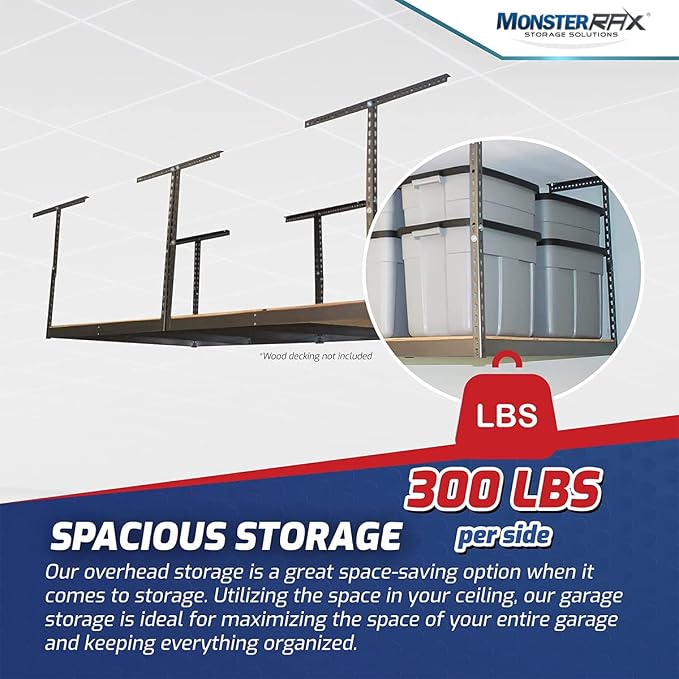 MonsterRax 4x8 Overhead Storage Rack Frame Kit - Image 3