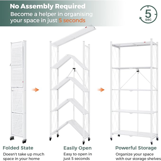 DEANIC 5 Tier Foldable Storage Shelves - Image 4
