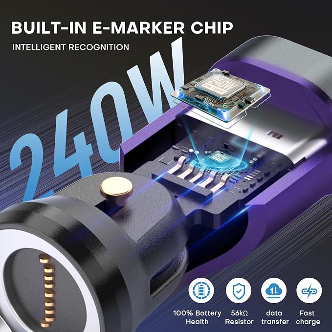 Magnetic USB C 90 Degree Adapter 240W, Can Be Type-C Cord Into Right Angle - Image 3