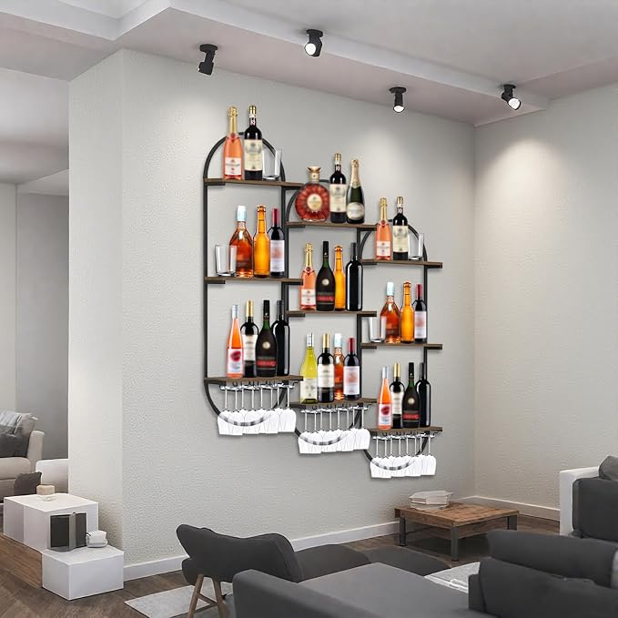 Wall Mount Wine Rack, 3-Tier Metal Oval Design Wine Rack Wall Mounted, Wine - Image 6