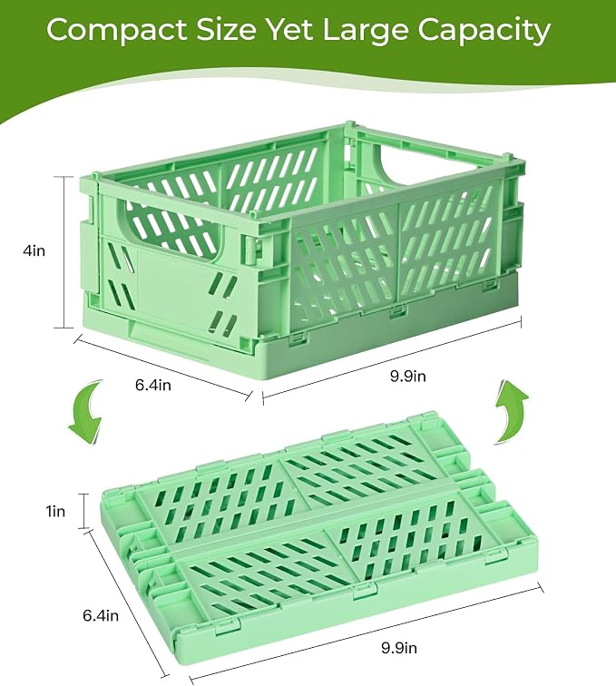 4-Pack Small Pastel Plastic Storage Baskets, Collapsible Crates - Image 3