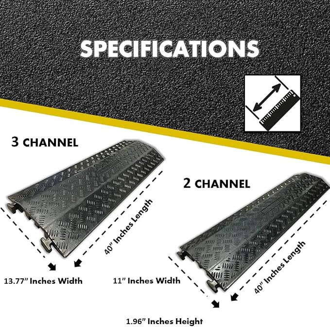 Kable Kontrol Drop Over Floor Cord Cover – 40” Inch Long 3 Channel Cable or - Image 5