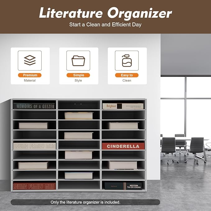 27 Compartments Literature Organizer, Desktop File Sorter Mail Center Paper - Image 4