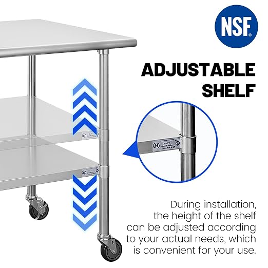 Hally Stainless Steel Table for Prep & Work 24 x 72 Inches - Image 6