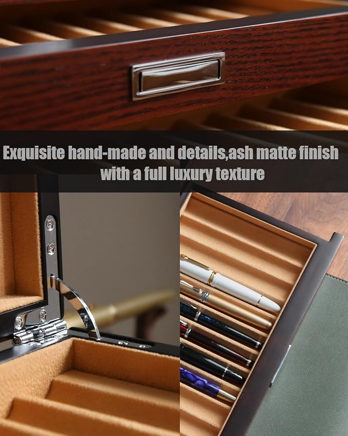 Wood Fountain Pen Case, 24 Slot Storage Organizer - Image 5