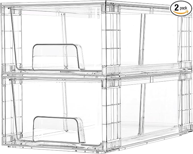 Vtopmart 2 Pack Stackable Storage Drawers, Easily Assemble Containers by Vtopmart