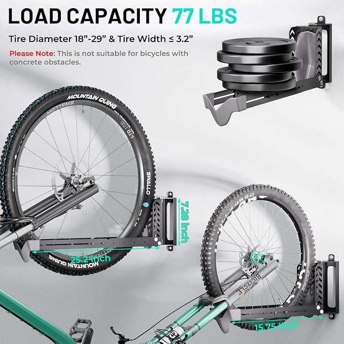Swivel Bike Rack Wall Mount, Bike Hangers - Image 2