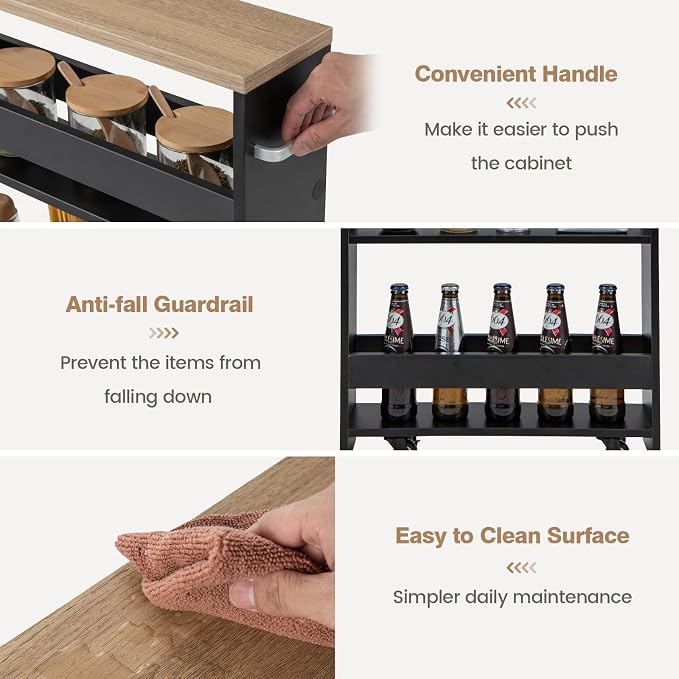 Slim Rolling Storage Cart, 4 Tier Narrow Kitchen Cart - Image 7