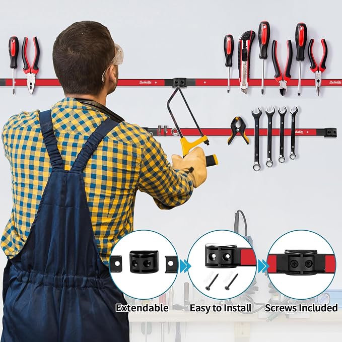 6 Pieces 12" Magnetic Tool Holder Strip, Metal Tool Organizer Rack - Image 3