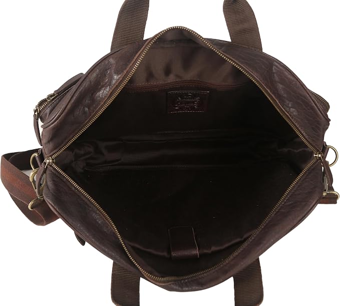 Leather briefcase 18 Inch Laptop Messenger Bags - Image 5