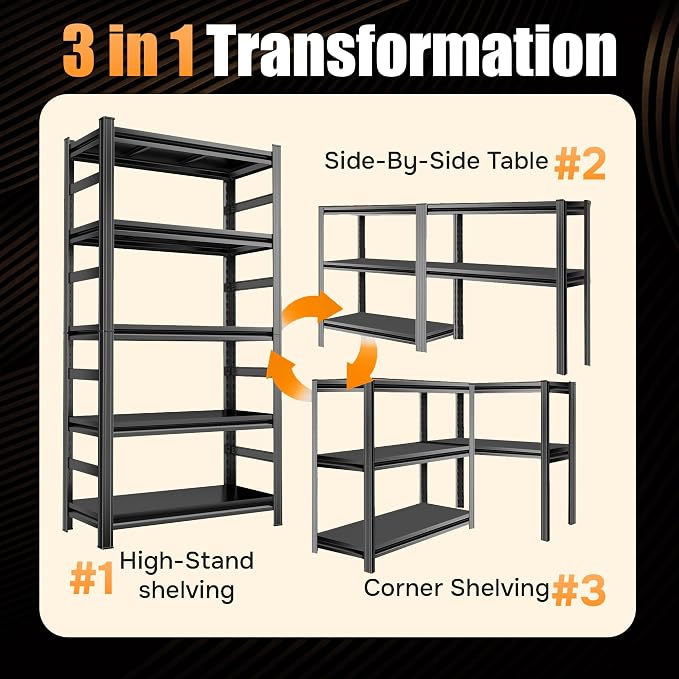 Metal Garage Shelving Unit, Heavy Duty 5-Tier Adjustable Storage Shelves - Image 6