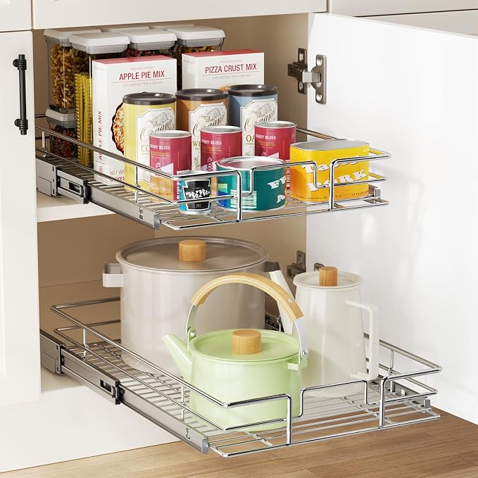LOVMOR Pull Out Cabinet Organizer 14" W x 18" D, Kitchen Cabinet Pull Out - Image 5