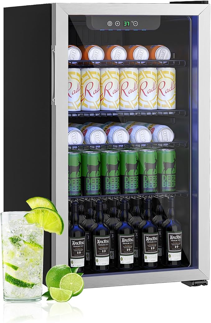 3.2 Cu.ft Beverage Refrigerator Cooler, 126 Can Mini Fridge by Unknown