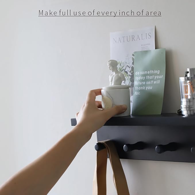 Entrance Coat Rack ，Coat Hooks, Wall-Mounted Wooden Hook Rack, Wall-Mounted - Image 5