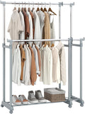 COSTWAY Double Rod Clothing Rack, Heavy-Duty Metal Garment Rack by COSTWAY