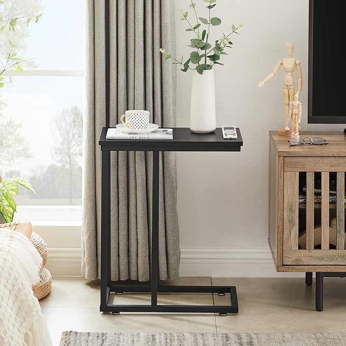 VECELO C Shaped End Side Table for Sofa Couch and Bed Snack TV Tray for Living - Image 8