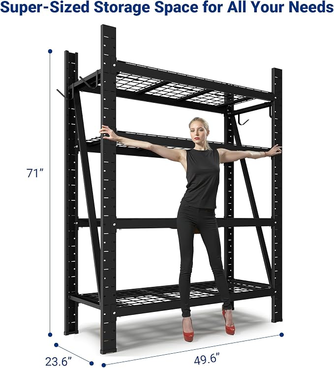 FLEXIMOUNTS 10000LBS 2 Pack Garage Shelving, 4-Tier Heavy Duty Shelving Unit - Image 2