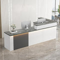 Receptionist Desk with LED Light，Wooden Salon Checkout Counter with Storage by Unknown
