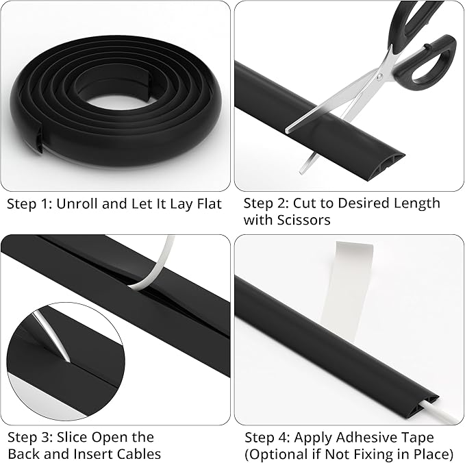 ZhiYo 5.6ft Cord Covers for Wires on Floor, Cord Hider Floor Hide Extension - Image 6