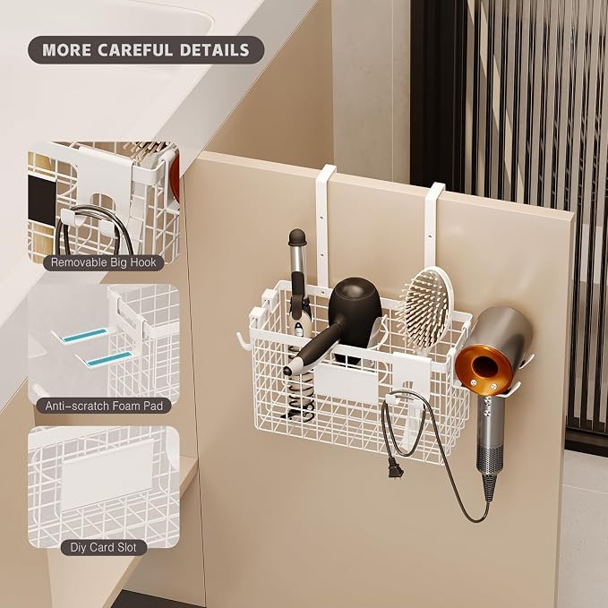 2 Pack Hair Tool Organizer, Adhesive Hair Dryer Holder Cabinet Door/Wall - Image 4