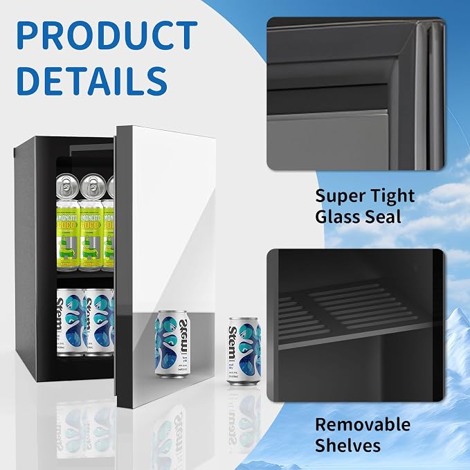 Stopasd Beverage Refrigerator Cooler, 0.9 Cu.Ft/24 Can Mini Fridge - Image 2