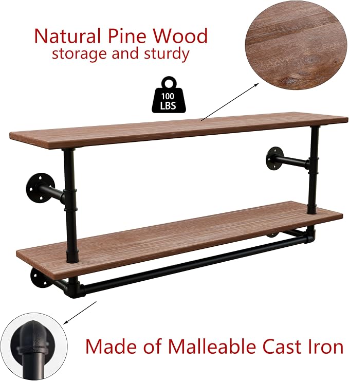 Clothes Rack 36/42/48in, Wall Mounted Garment Rack - Image 8