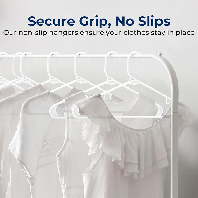 SereneLife White Plastic Hangers 200 Pcs, Durable Hanger Set - Image 3