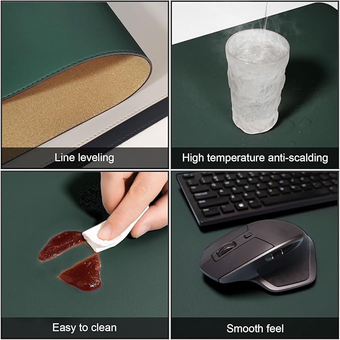 DAWNTREES Dual Sided Desk Mat, Leather Desk Pad, Cork Desk Mat Protector - Image 5